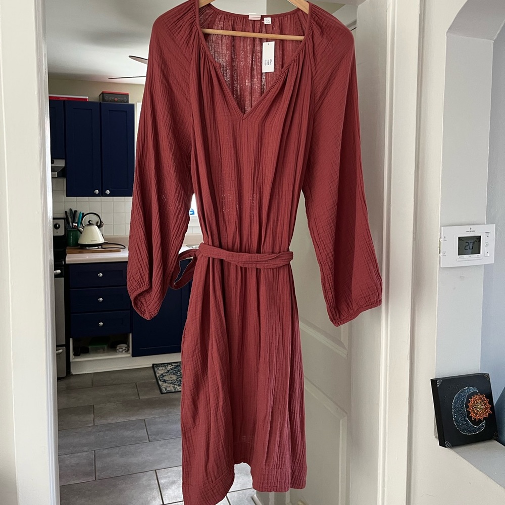 Knee length belted dress